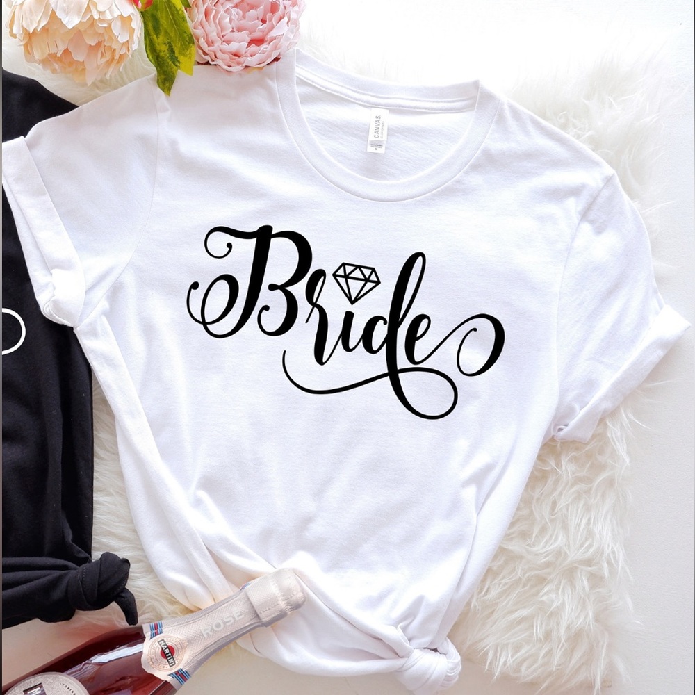 Bella Canvas women’s small white BRIDE shirt. New without tags.
